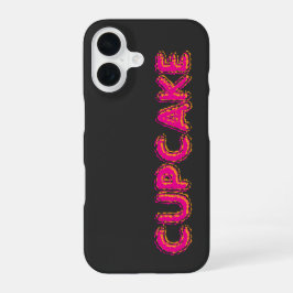 Funda Para iPhone 16 Cupcake Rosa Texto Personalizado Negro