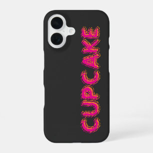 Funda Para iPhone 16 Cupcake Rosa Texto Personalizado Negro