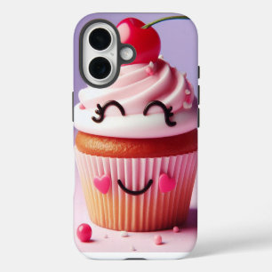 Funda Para iPhone 16 Cupcake Sonriente con Cereza - Diseño Dulce Delici