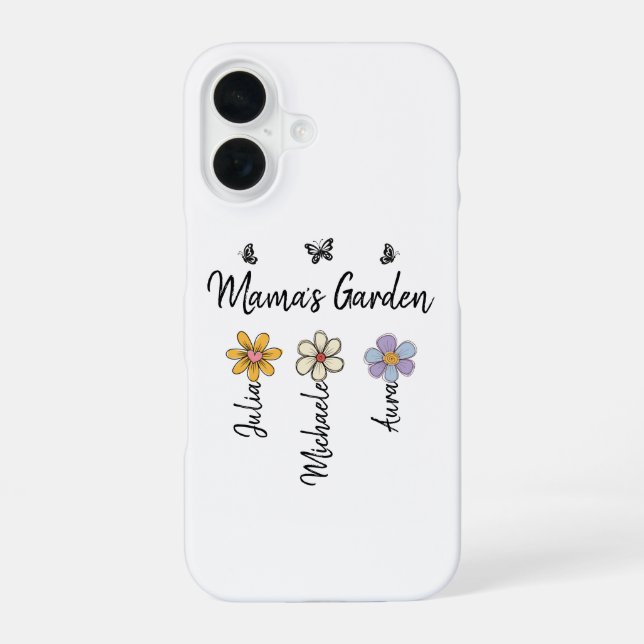 Funda Para iPhone 16 Custom Birth Flower Mug Names, Mama's Garden Gift (Reverso )