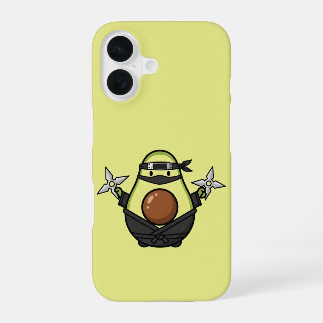 Funda Para iPhone 16 Cute Avocado Ninja Shuriken Warrior Illustration (Reverso )