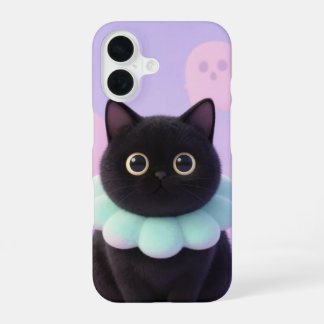 Funda Para iPhone 16 Cute Black Cat Pastel Halloween Case