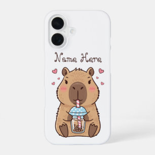 Funda Para iPhone 16 Cute Capybara Sipping Boba Tea
