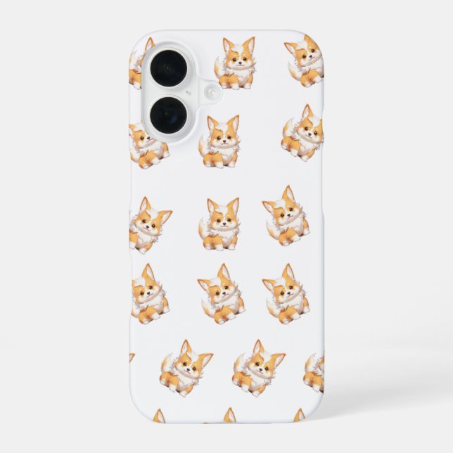 Funda Para iPhone 16 Cute Corgi Puppy Pattern Phone Case (Reverso )