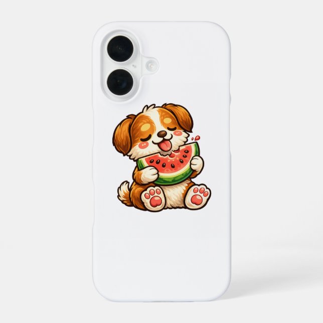 Funda Para iPhone 16 Cute Dog Watermelon (Reverso )