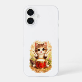 Funda Para iPhone 16 Cute Drummer Cat iPhone 16 Case Kawaii Art
