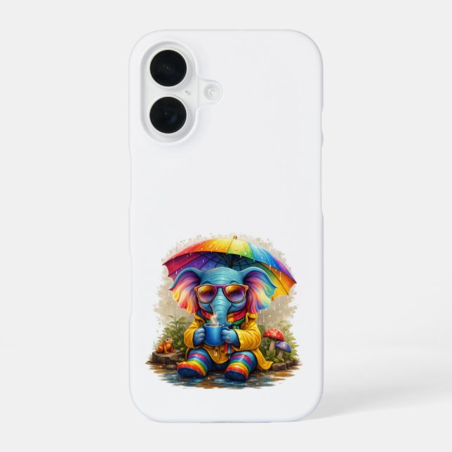 Funda Para iPhone 16 Cute Elephant Rainbow iPhone 16 Case (Reverso )
