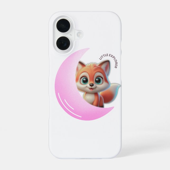 Funda Para iPhone 16 Cute Fox Pink Moon Case – Aesthetic Kawaii  (Reverso )