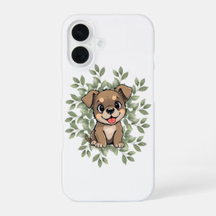 Funda Para iPhone 16 Cute Green Puppy Phone Case – Minimal NatureDesign