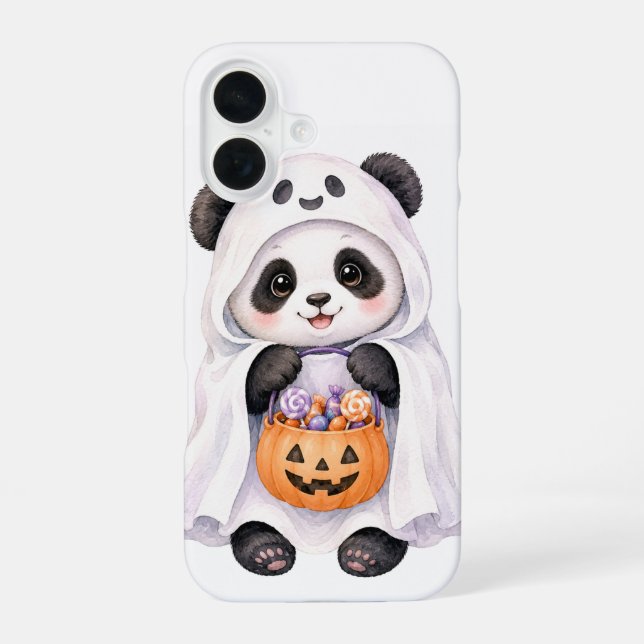 Funda Para iPhone 16 Cute Halloween Ghost Panda Pumpkin Candy iPhone 16 (Reverso )
