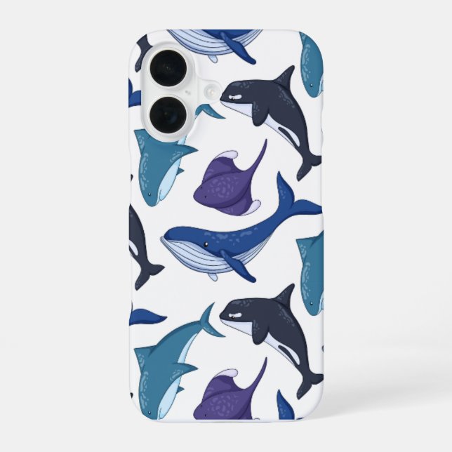 Funda Para iPhone 16 Cute Ocean Animals Pattern Phone Case (Reverso )