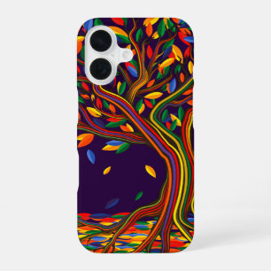 Funda Para iPhone 16 Cute otoño arcoiris púrpura otoño Acción de Gracia