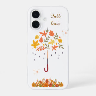 Funda Para iPhone 16 Cute paraguas de hoja de otoño amor