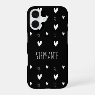 Funda Para iPhone 16 Cute Patrón de Corazón Escandinavo Personalizado N