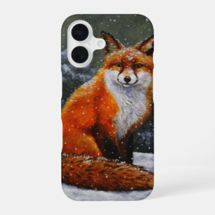 Funda Para iPhone 16 Cute Red Fox in Winter Snow