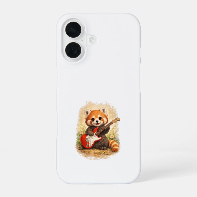 Funda Para iPhone 16 Cute Red Panda Guitar iPhone 16 Case Kawaii (Reverso )