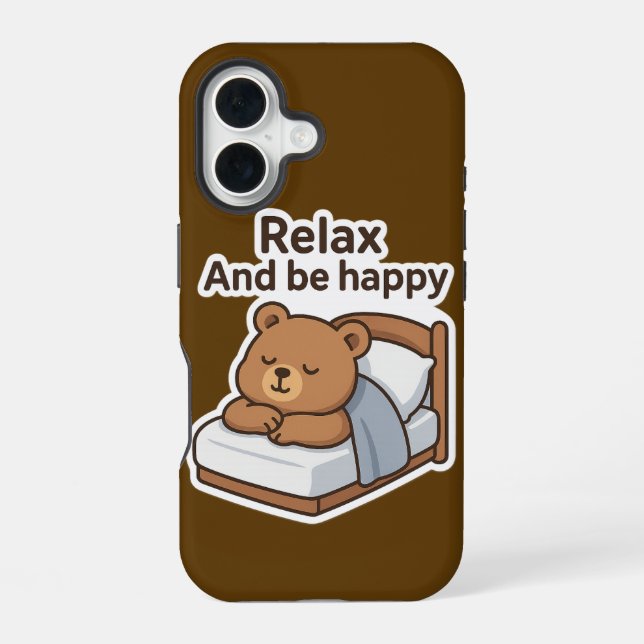 Funda Para iPhone 16 Cute Sleepy Bear Sticker (Reverso )