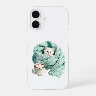 Funda Para iPhone 16 Cute Winter Cat Cozy Coffee Personalized iPhone 16
