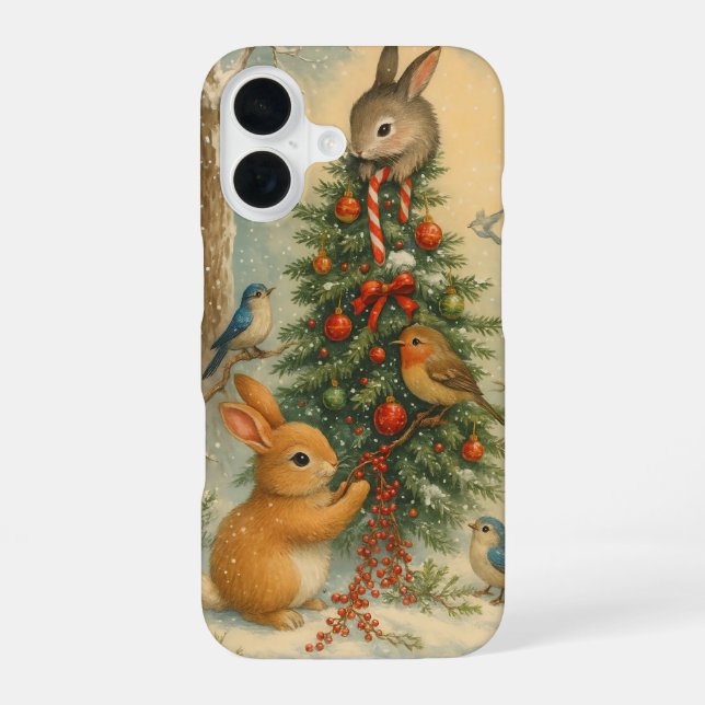 Funda Para iPhone 16 Cute woodland bunny christmas cozy festive winter  (Reverso )