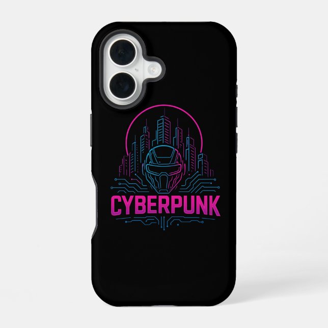 Funda Para iPhone 16 Cyberpunk Neon City Logo – Futuristic Tech Aesthet (Reverso )