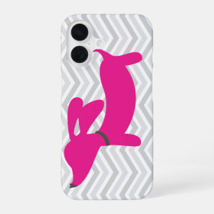 Funda Para iPhone 16 Dachshund + Chevron Gris
