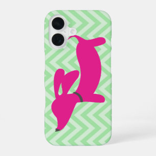 Funda Para iPhone 16 Dachshund + Chevron Verde