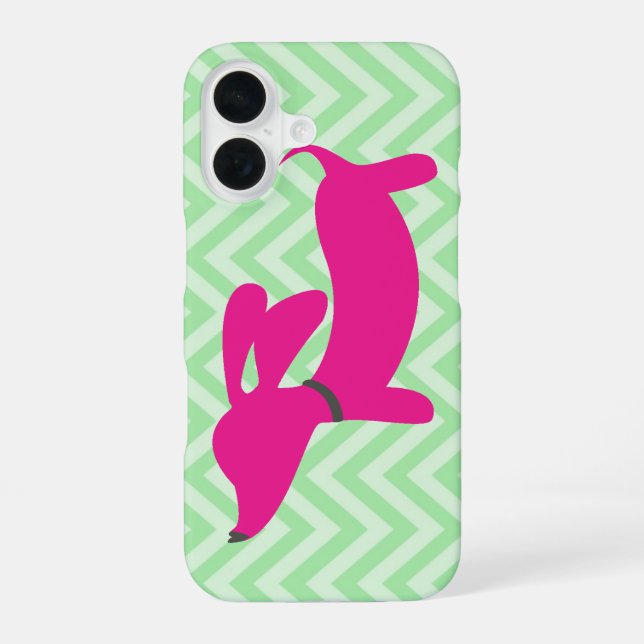 Funda Para iPhone 16 Dachshund + Chevron Verde (Reverso )