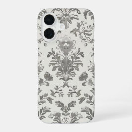 Funda Para iPhone 16 Damascado Floral Victoriano Blanco Vintage