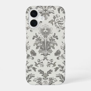 Funda Para iPhone 16 Damascado Floral Victoriano Blanco Vintage