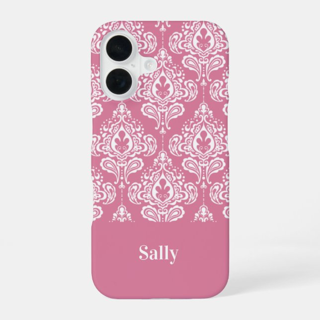 Funda Para iPhone 16 Damasco Rosa (Reverso )