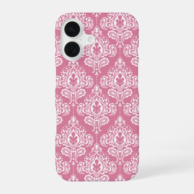 Funda Para iPhone 16 Damasco Rosa (Reverso )