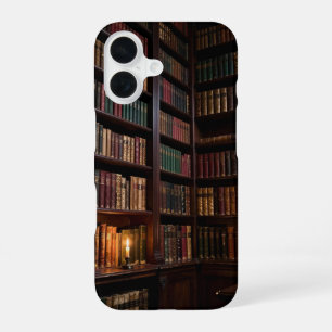 Funda Para iPhone 16 Dark Academia Library Shelves Phone Case