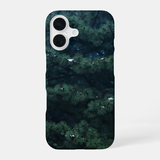 Funda Para iPhone 16 Dark Green Pine in Falling Snow Case (Reverso )