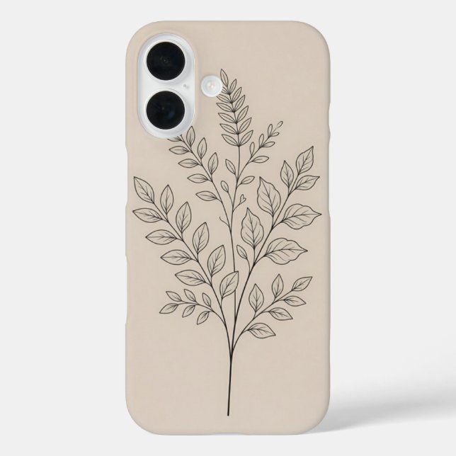 Funda para iPhone 16 de Arte de Línea Botánica Min (Reverso )