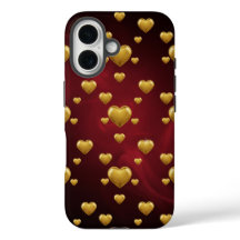 Funda para iPhone 16 de corazones dorados 3D de lu