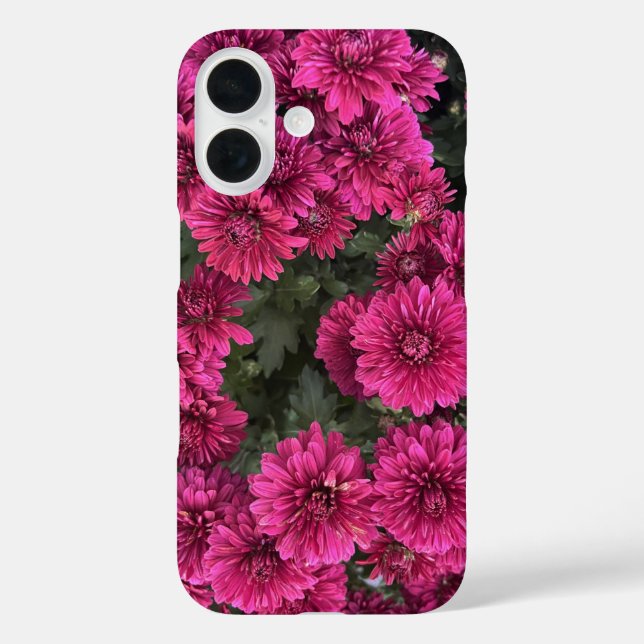 Funda para iPhone 16 de crisantemos morados (Reverso )