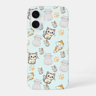 Funda para iphone 16 de Gatitos y Huellas Kawaii A