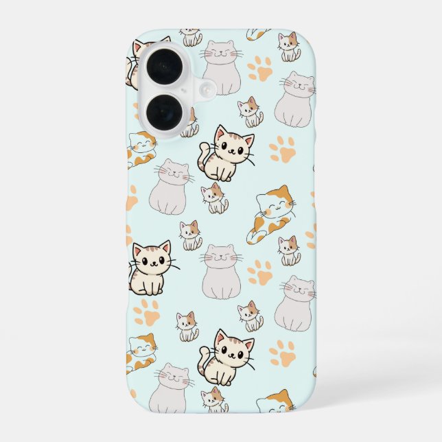 Funda para iphone 16 de Gatitos y Huellas Kawaii A (Reverso )
