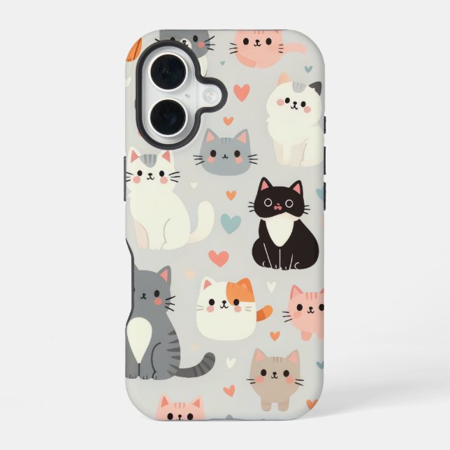 Funda para iPhone 16 de Gato Adorable Apple (Reverso )