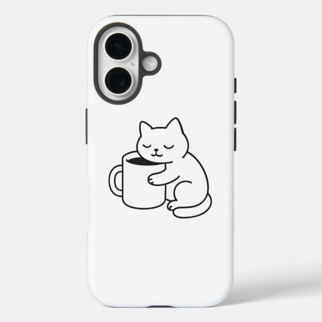 Funda para iPhone 16 de Gato Adorable Sosteniendo  (Reverso )