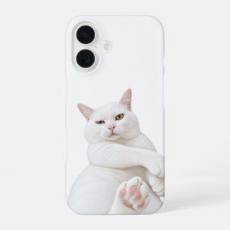 Funda para iPhone 16 de gato blanco divertido – Ga