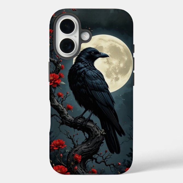 Funda para iPhone 16 de Moonlit Raven (Reverso )