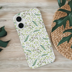 Funda Para iPhone 16 Delicado patrón botánico verde primavera
