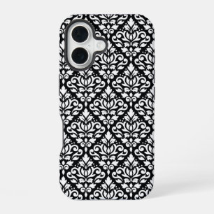 Funda Para iPhone 16 Desplazar la máscara blanca sobre el patrón negro