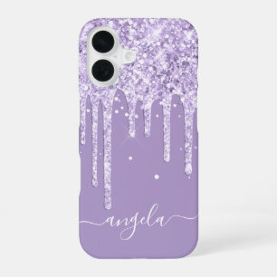 Funda Para iPhone 16 Destellos de Purpur Glitter Pálido Firma Glam
