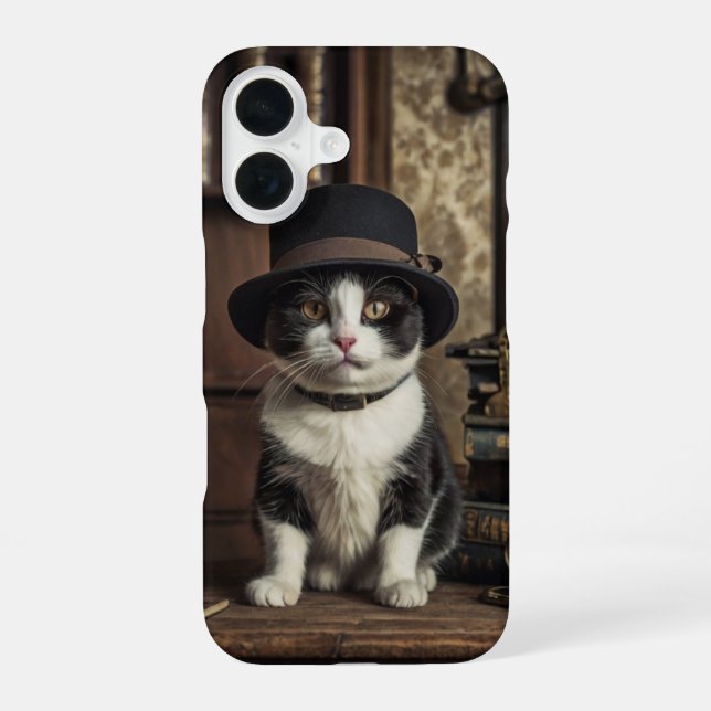 Funda Para iPhone 16 Detective Gato (Reverso )