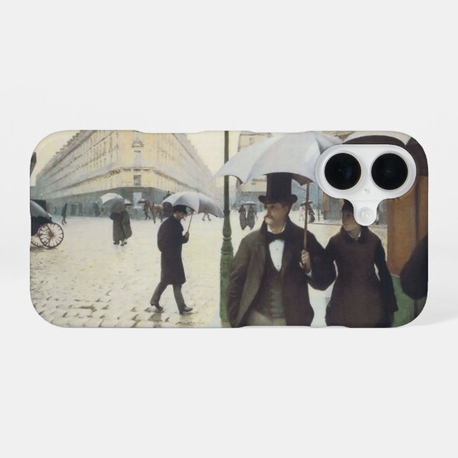 Funda Para iPhone 16 Día de lluvias en las calles de París (Reverso Horizontal)