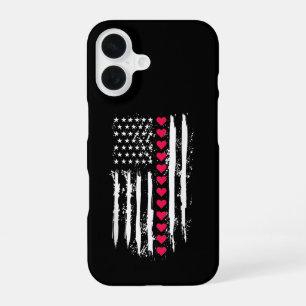 Funda Para iPhone 16 Día de San Valentín de corazones rojos estadounide