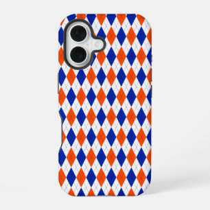 Funda Para iPhone 16 Diamante Naranja y Azul Argyle