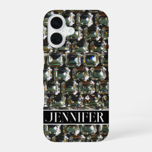 Funda Para iPhone 16 Diamantes, patrón de joyas de piedra gemela